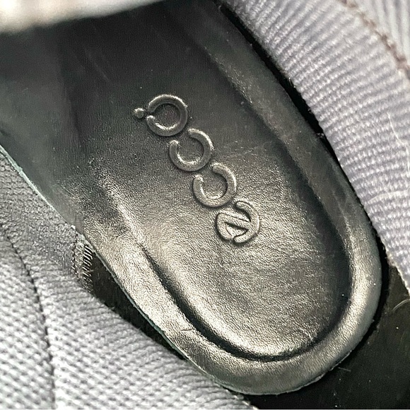 ECCO Tall Gray Leather Heeled Boots Ankle Strap Side Zip | EU 39 US 8.5 - Picture 10 of 11
